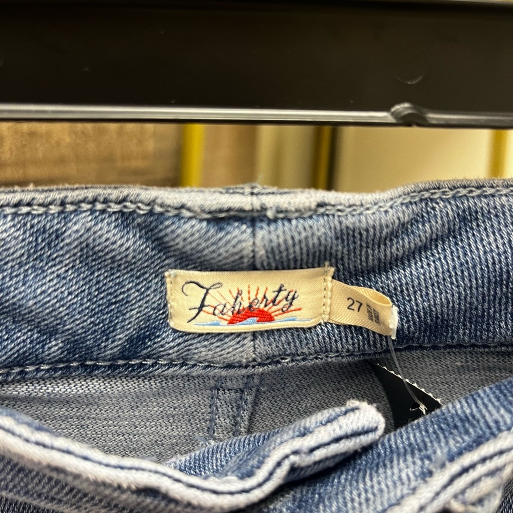 Faherty Light Wash Stretch Terry Patch Pocket Den… - image 3